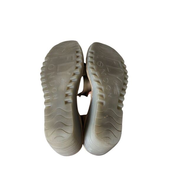 Fly London Low Wedge Slingback Sandals size 39 US 8 8.5 Taupe Open Toe - Picture 5 of 7